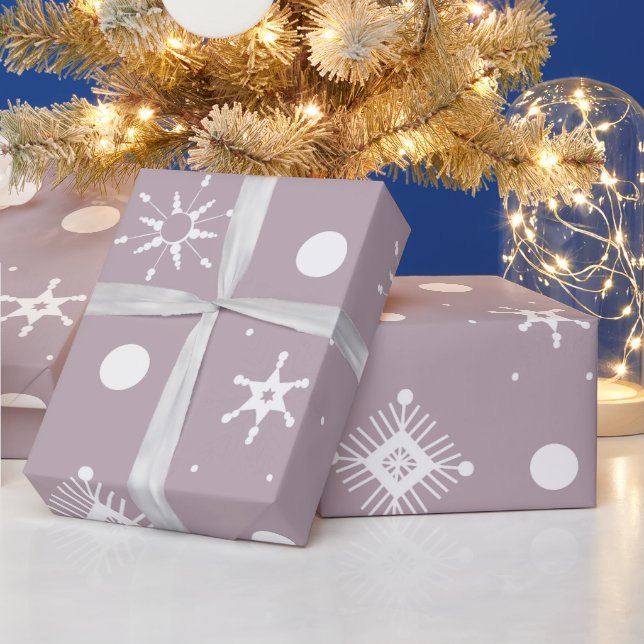 Papel De Regalo Patrón de copos de nieve blancos (Vacaciones)