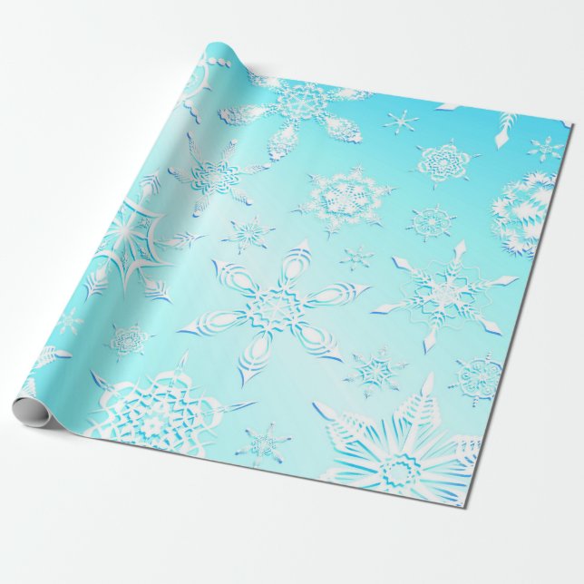 Papel De Regalo Patrón de copos de nieve de cristal (Desenrollado)
