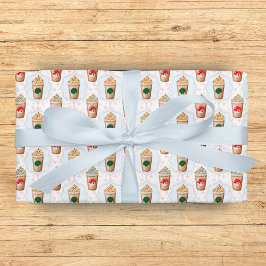 Papel De Regalo Patrón de copos de nieve de latte Ogee