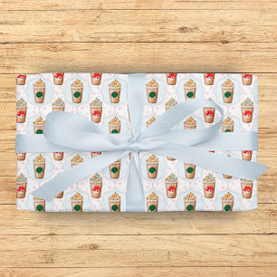 Papel De Regalo Patrón de copos de nieve de latte Ogee