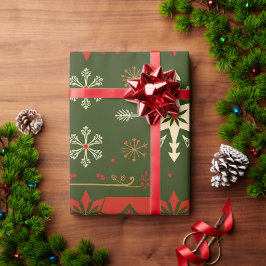 Papel De Regalo Patrón de copos de nieve de los Navidades tradicio