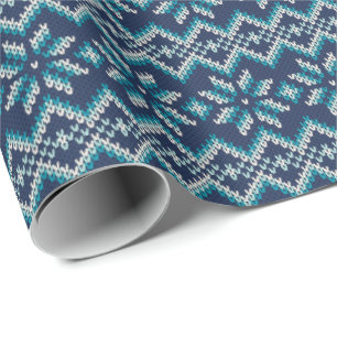 Papel De Regalo Patrón de copos de nieve de piel azul y blanca