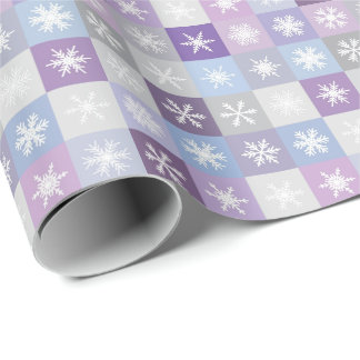 Papel De Regalo Patrón de copos de nieve de retazos púrpura