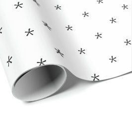 Papel De Regalo Patrón de copos de nieve en blanco y negro lindo F