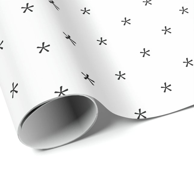 Papel De Regalo Patrón de copos de nieve en blanco y negro lindo F (Esquina del rollo)