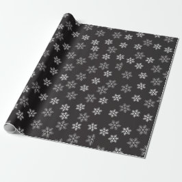 Papel De Regalo Patrón de copos de nieve en blanco y negro para dí