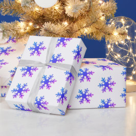 Papel De Regalo Patrón de copos de nieve púrpura Navidades