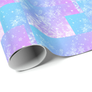 Papel De Regalo Patrón de copos de nieve rosa y azul