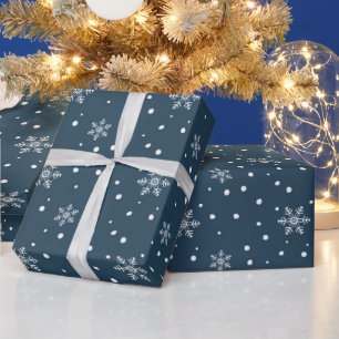 Papel De Regalo Patrón de copos de nieve vintage para vacaciones d