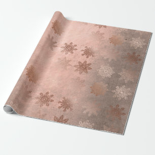 Papel De Regalo Patrón de copos de rosa de cobre para Navidades d