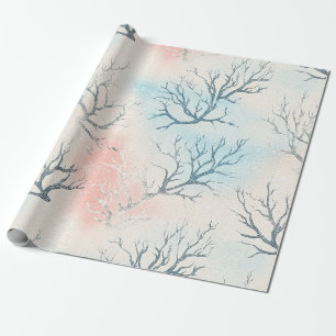 Papel De Regalo Patrón de coral costero de acuarela Boho Luxe (1)