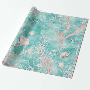 Papel De Regalo Patrón de coral costero de lujo
