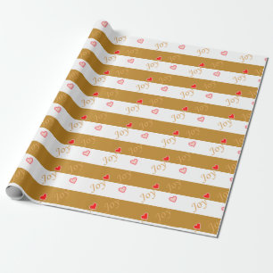 Papel De Regalo Patrón de corazón alegre en dorado y blanco a raya