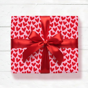 Papel De Regalo Patrón de Corazón de Amor Bonito Rosa Rojo San Val