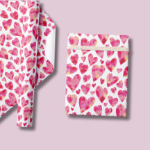 patrón de corazón de amor de acuarela rosa