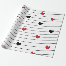 Papel De Regalo Patrón de Corazón de Amor y Rayas