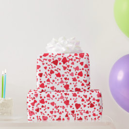 Papel De Regalo Patrón de corazón de confetti rojo el día de San V