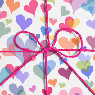 Papel De Regalo Patrón de corazón dulce y colorido Pastel Girly Ka