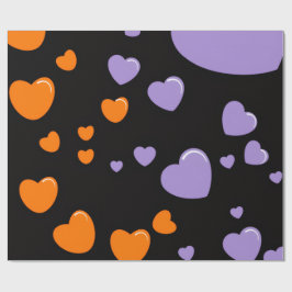 Papel De Regalo patrón de corazón naranja y púrpura