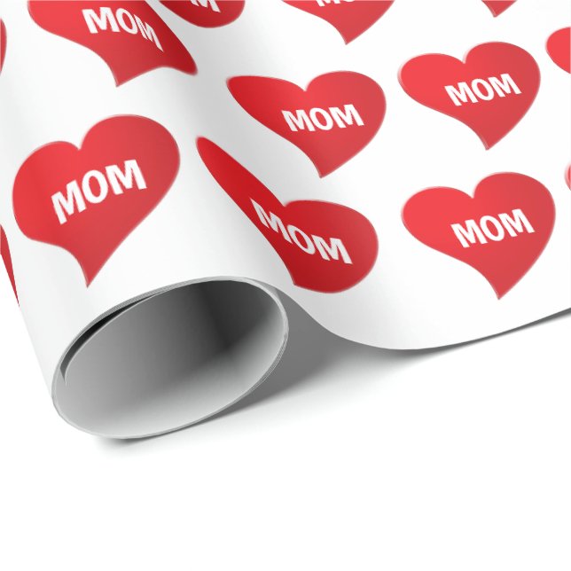 Papel De Regalo Patrón de corazón rojo blanco elegante lindo (Esquina del rollo)