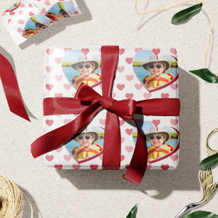 Papel De Regalo Patrón de corazón rojo + rosa con El día de San Va