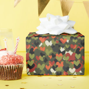 Papel De Regalo Patrón de corazón rojo verde