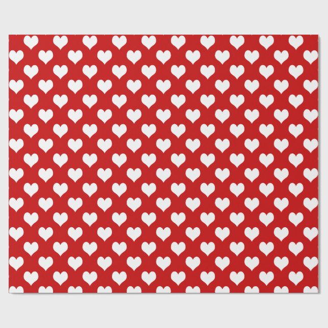 Papel De Regalo Patrón de Corazón Rojo y Blanco (Superficie plana)