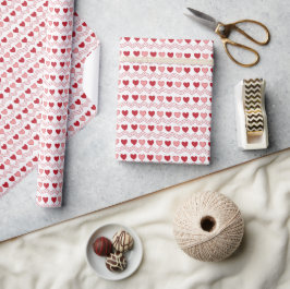 Papel De Regalo Patrón de corazón rosado rojo día de San Valentín