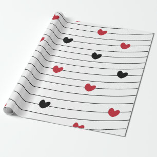 Papel De Regalo Patrón de corazón y rayas de amor