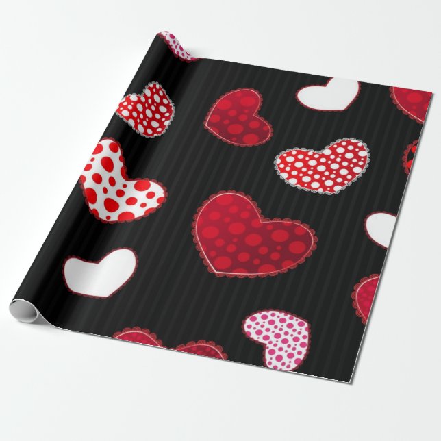 Papel De Regalo Patrón de corazones (Desenrollado)