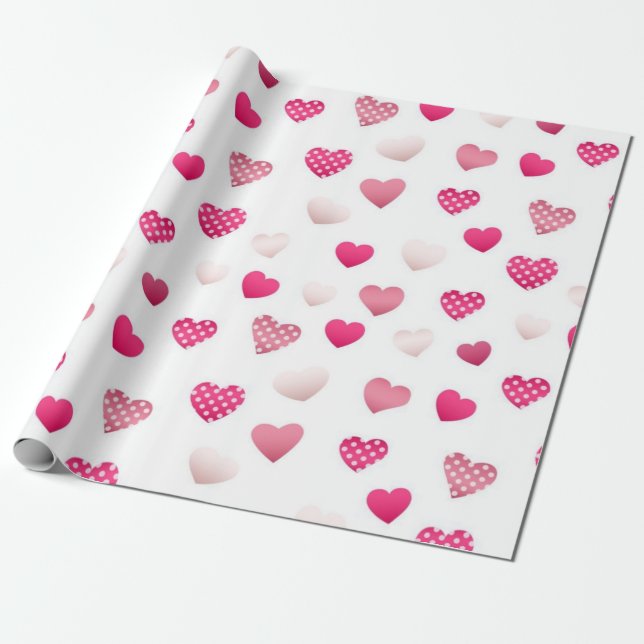 Papel De Regalo patrón de corazones (Desenrollado)