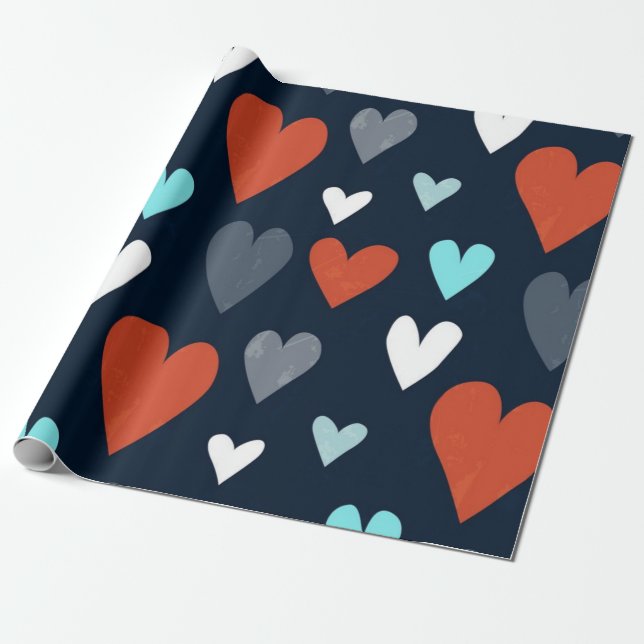 Papel De Regalo Patrón de corazones (Desenrollado)