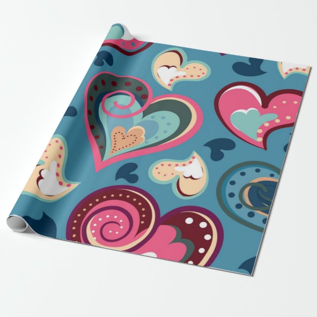 Papel De Regalo Patrón de corazones (Desenrollado)