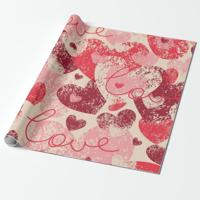 Papel De Regalo Patrón de corazones (Desenrollado)