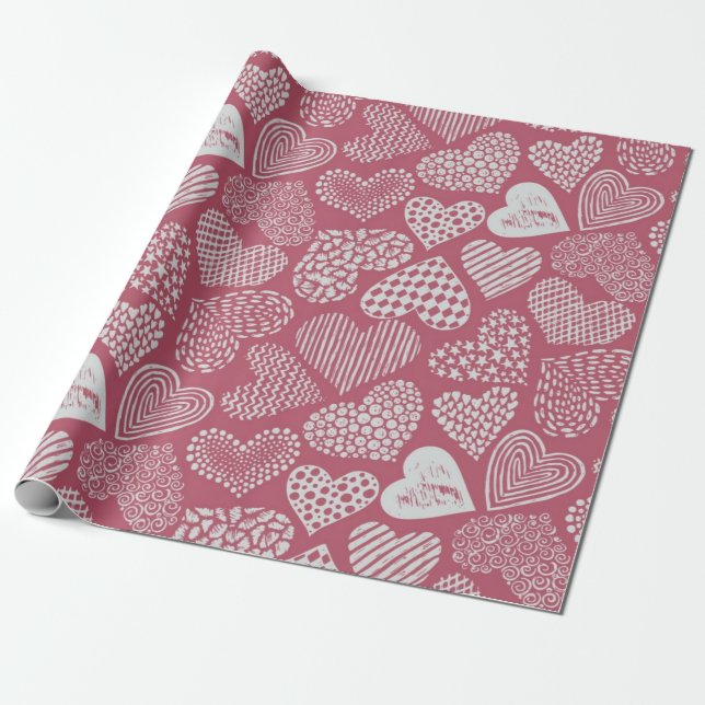 Papel De Regalo Patrón de corazones (Desenrollado)