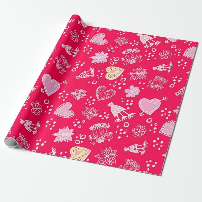 Papel De Regalo Patrón de corazones (Desenrollado)