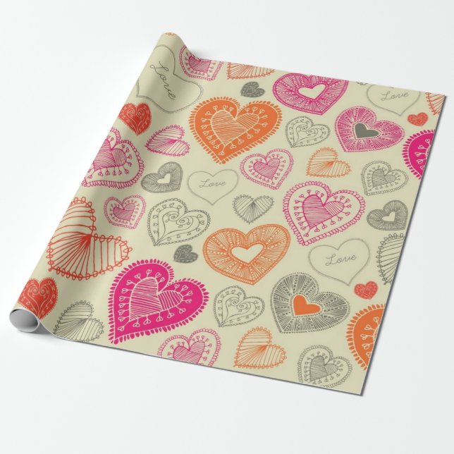 Papel De Regalo Patrón de corazones (Desenrollado)