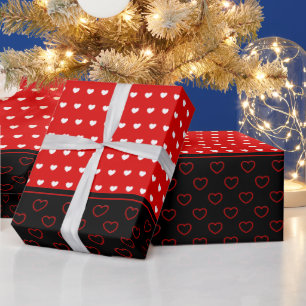 Papel De Regalo Patrón de Corazones Agradables, Colores Rojo, Bla
