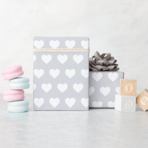 Papel De Regalo Patrón de Corazones Blancos Bonitos Pastel Azul