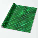 Papel De Regalo Patrón de corazones de glam verde esmeralda<br><div class="desc">Papel de envoltura metálico de color verde esmeralda y secuela.</div>