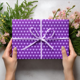 Papel De Regalo Patrón de Corazones Púrpura