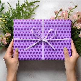 Papel De Regalo Patrón de Corazones Púrpura Reales