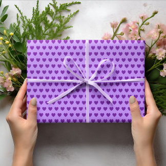 Papel De Regalo Patrón de Corazones Púrpura Reales