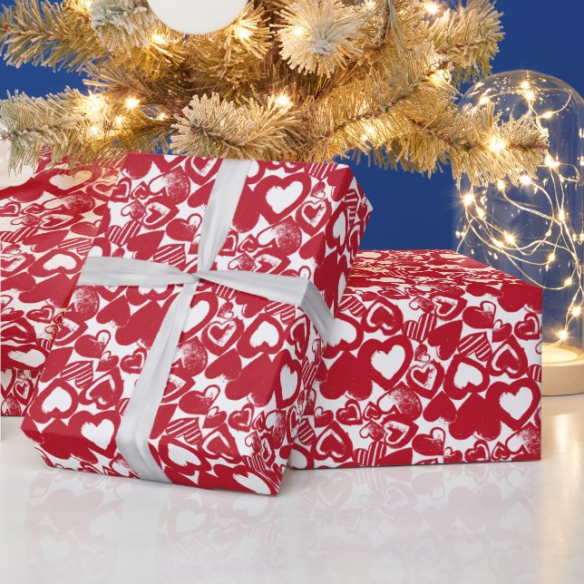 Papel De Regalo Patrón de corazones rojos (Vacaciones)