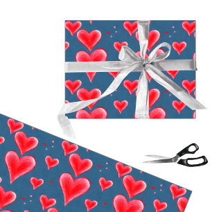 Papel De Regalo patrón de corazones rojos