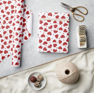 Papel De Regalo patrón de Corazones Rojos y Blancos