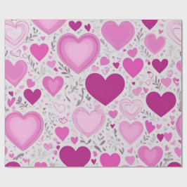 Papel De Regalo Patrón de corazones rosas dulces y encantadores