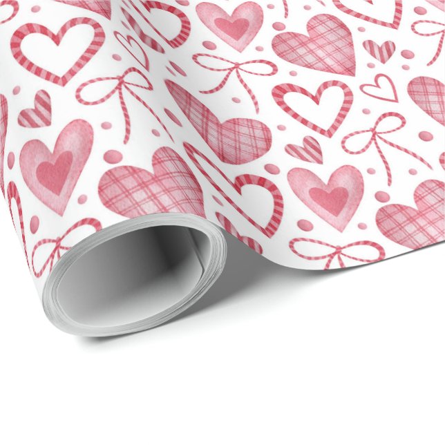 Papel De Regalo Patrón de Corazones y Lazos (Esquina del rollo)