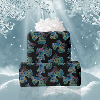 Papel De Regalo Patrón de correas de neón de luz negra para Navida