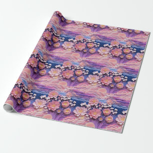 Papel De Regalo Patrón de corte floral púrpura púrpura adorable